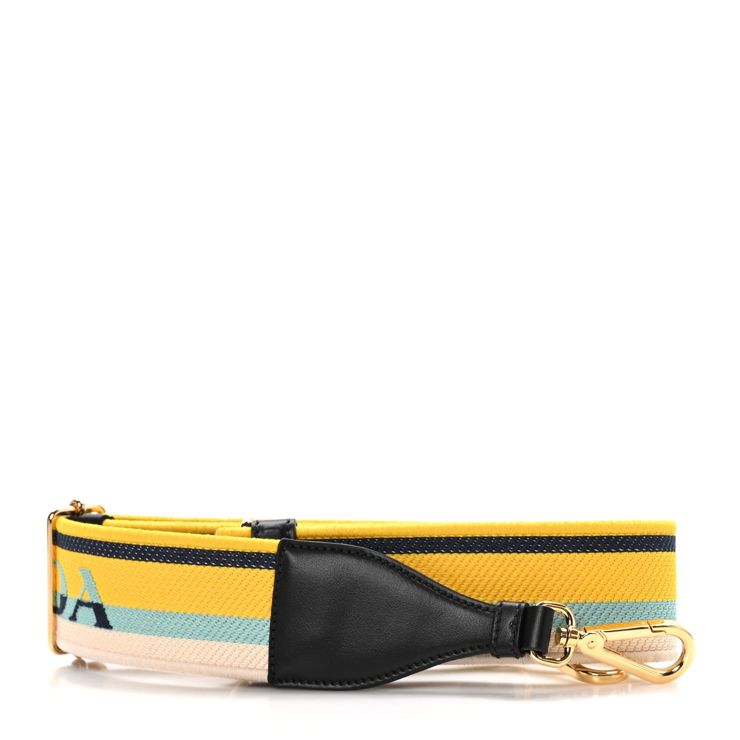 Prada Canvas Calfskin Logo Shoulder Strap Yellow Blue 1 of 4