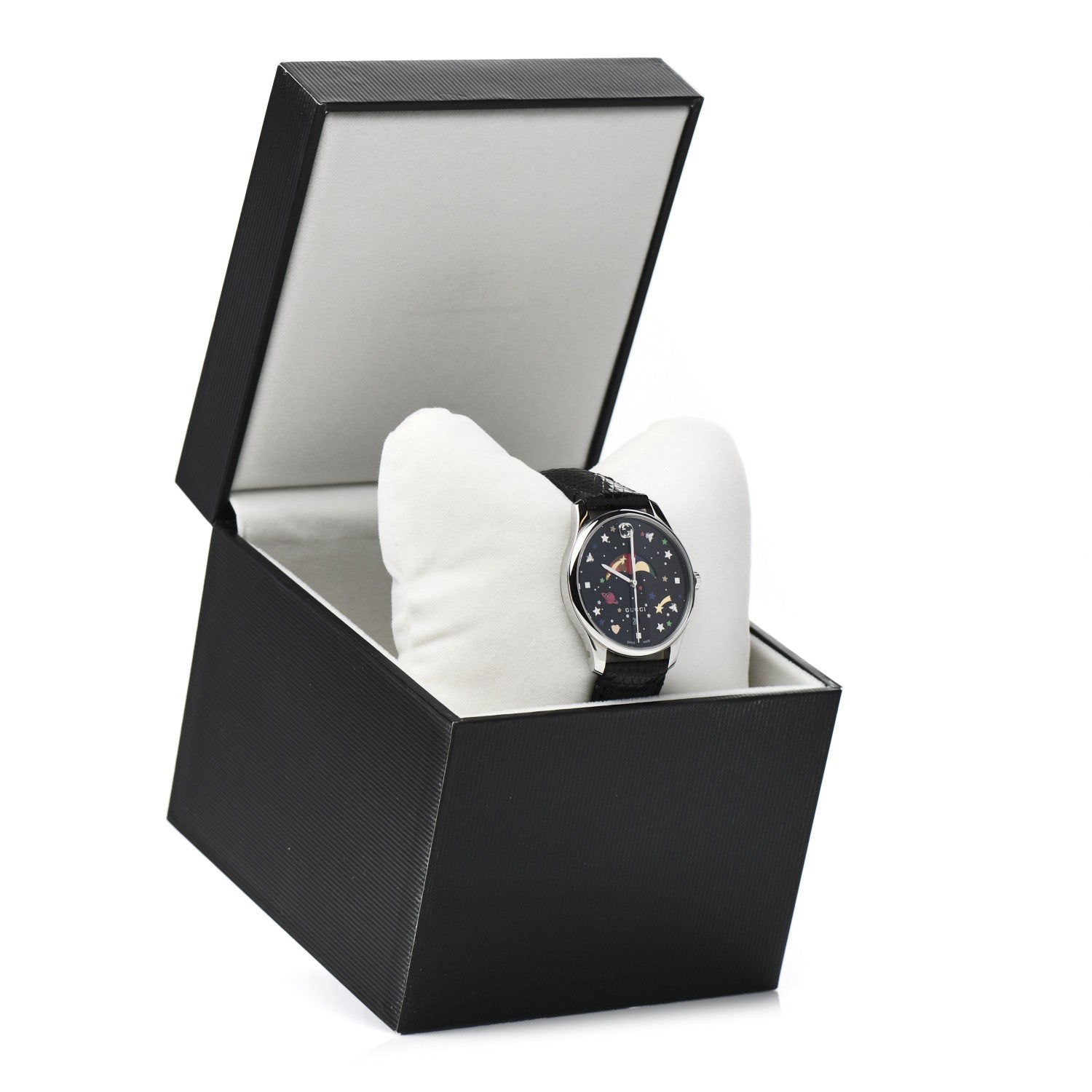Gucci Stainless Steel Lizard 38mm G-Timeless Moonphase Star Planet Quartz Watch Black 6 of 6