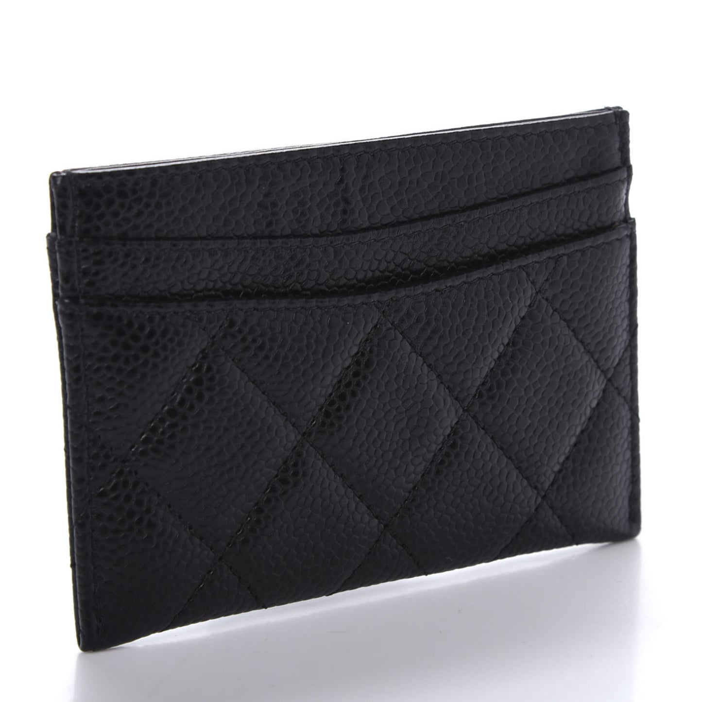 Caviar Quilted Card Holder Black