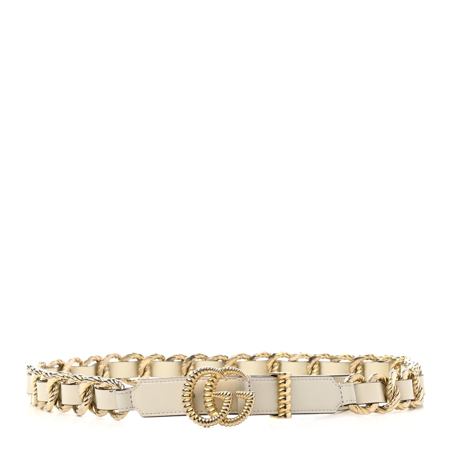 Calfskin Torchon Double G Chain 25mm Belt 85 34 Mystic White