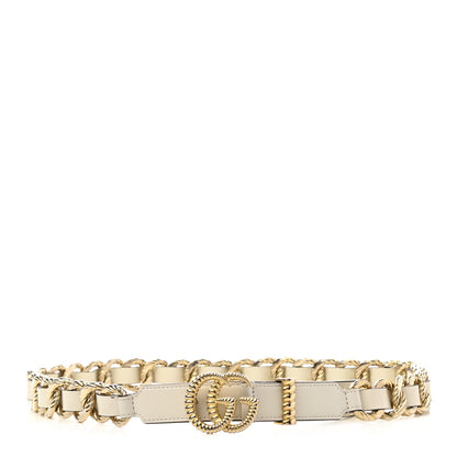 Gucci Calfskin Torchon Double G Chain 25mm Belt 85 34 Mystic White 1 of 5