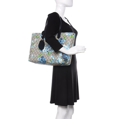 Gucci GG Supreme Monogram Blooms Medium Reversible Tote Beige Blue Navy 2 of 16