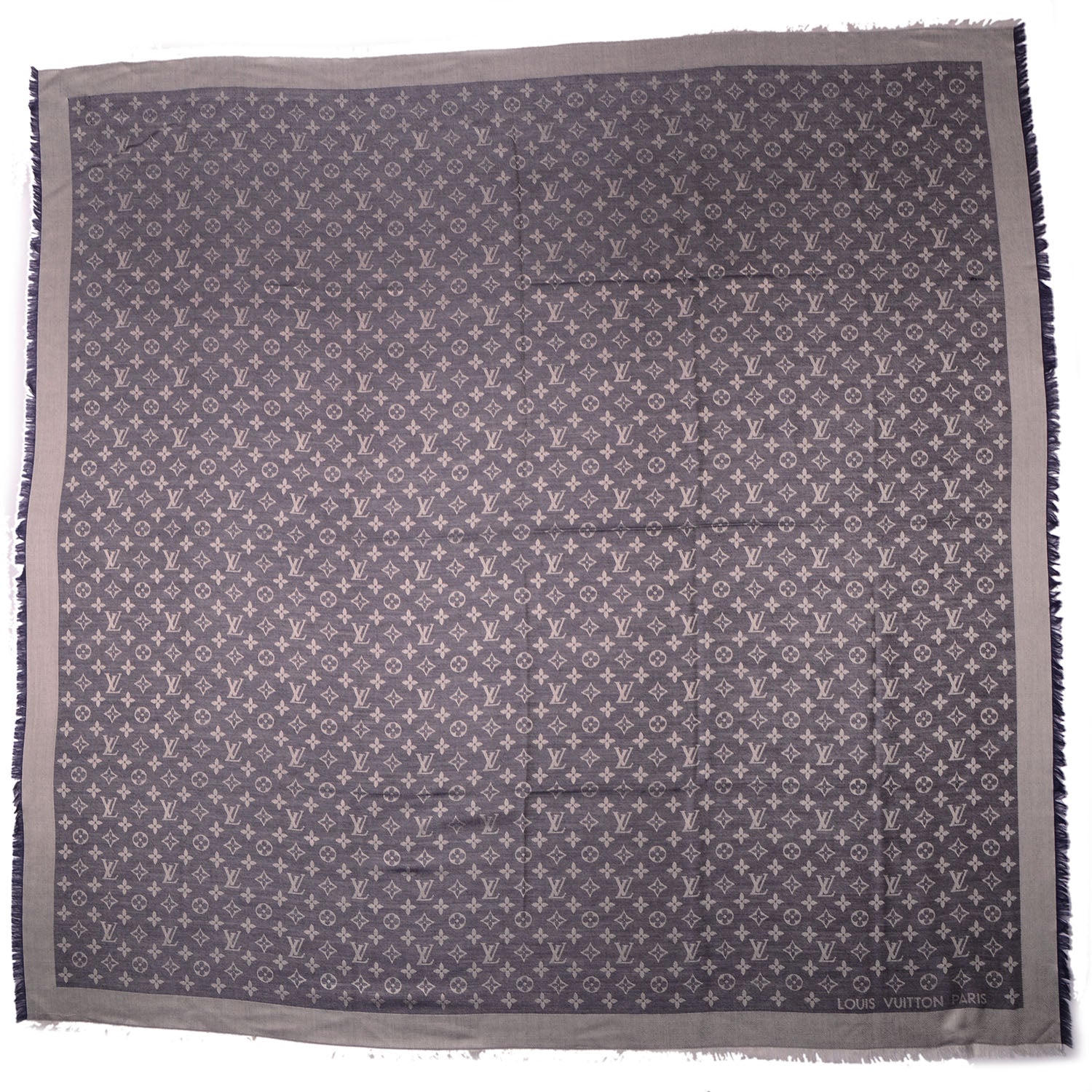 Louis Vuitton Silk Wool Monogram Denim Shawl Blue 5 of 5
