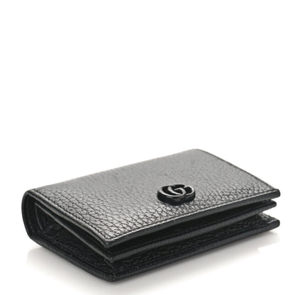 Gucci Dollar Calfskin Enamel Monochrome GG Marmont Card Case Black 4 of 8