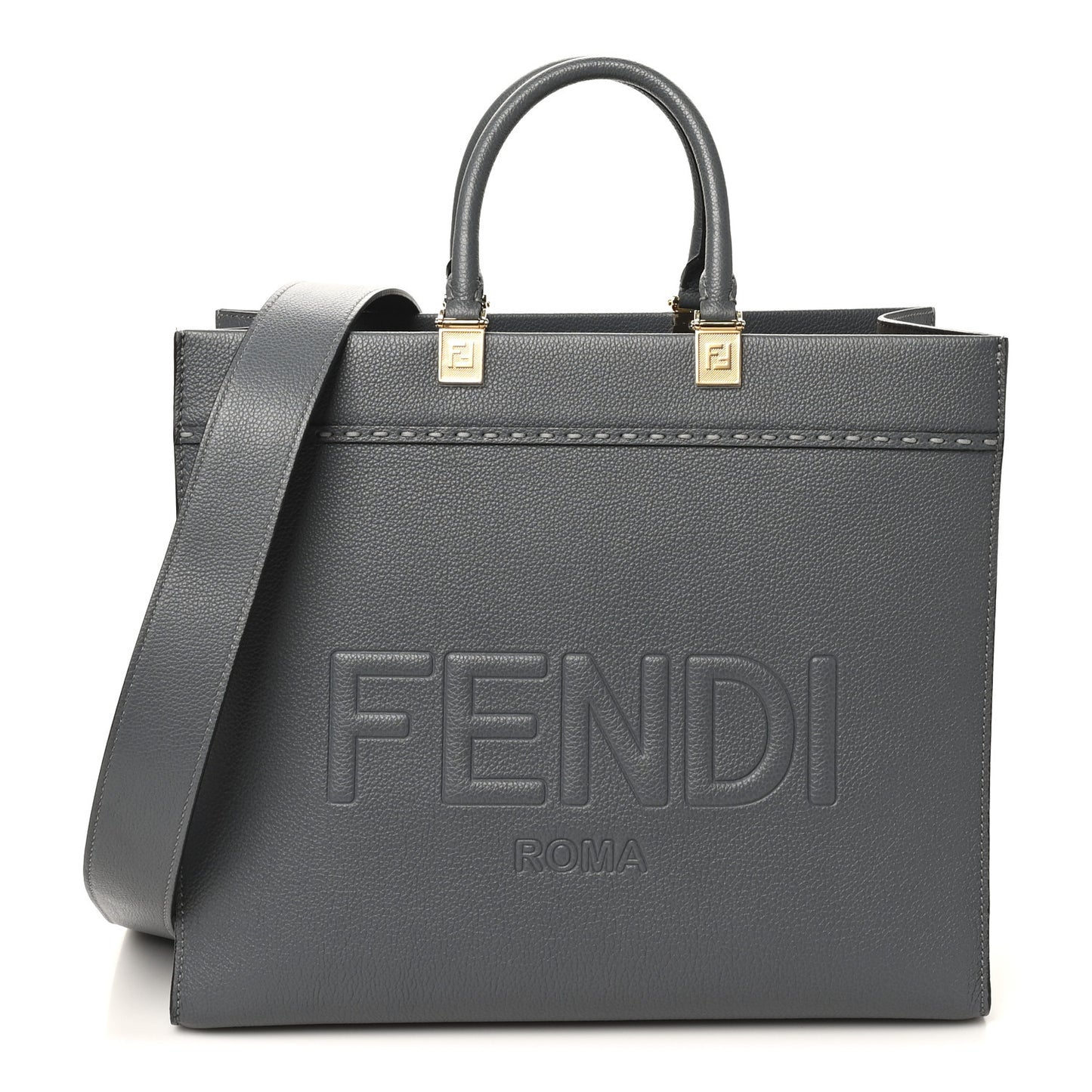 Vitello Cher Logo Debossed Medium Fendi Sunshine Shopper Tote Real Tempesta