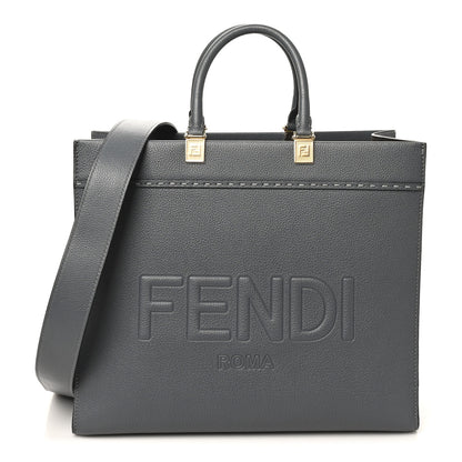 Fendi Vitello Cher Logo Debossed Medium Fendi Sunshine Shopper Tote Real Tempesta 1 of 9