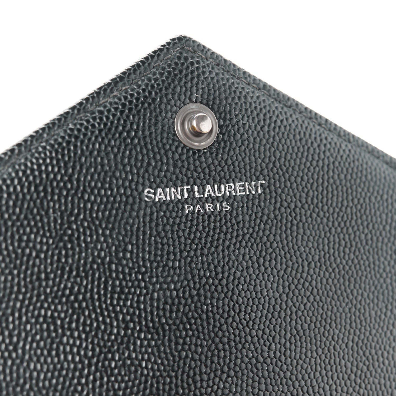 Saint Laurent Grain De Poudre Matelasse Chevron Monogram Monochrome Chain Wallet Black 6 of 10