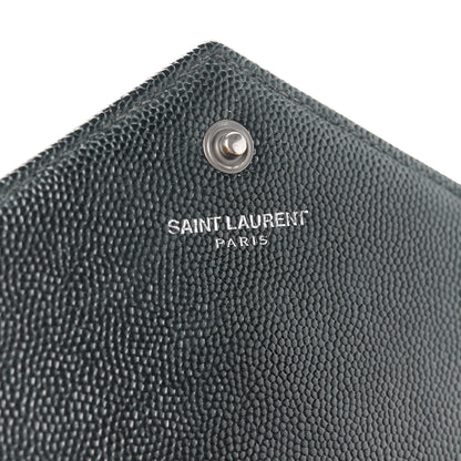 Saint Laurent Grain De Poudre Matelasse Chevron Monogram Monochrome Chain Wallet Black 6 of 10