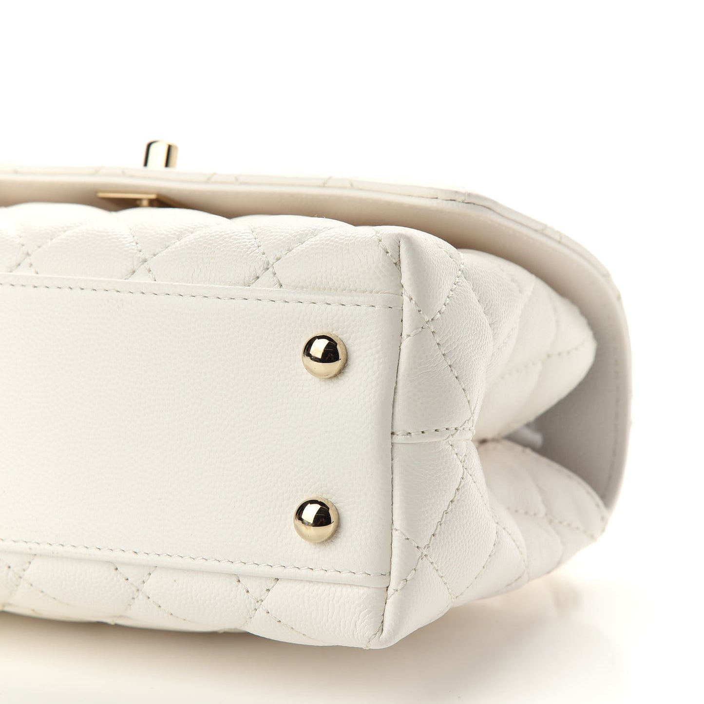 Caviar Quilted Mini Coco Handle Flap White