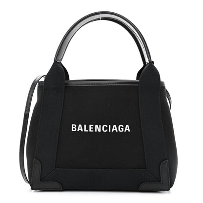 Balenciaga Cotton Canvas Calfskin Navy Cabas XS Black 3 of 12