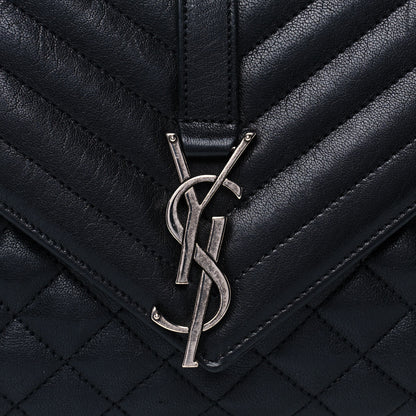 Saint Laurent Sheepskin Tri-Quilt Monogram Medium College Bag Black 8 of 16