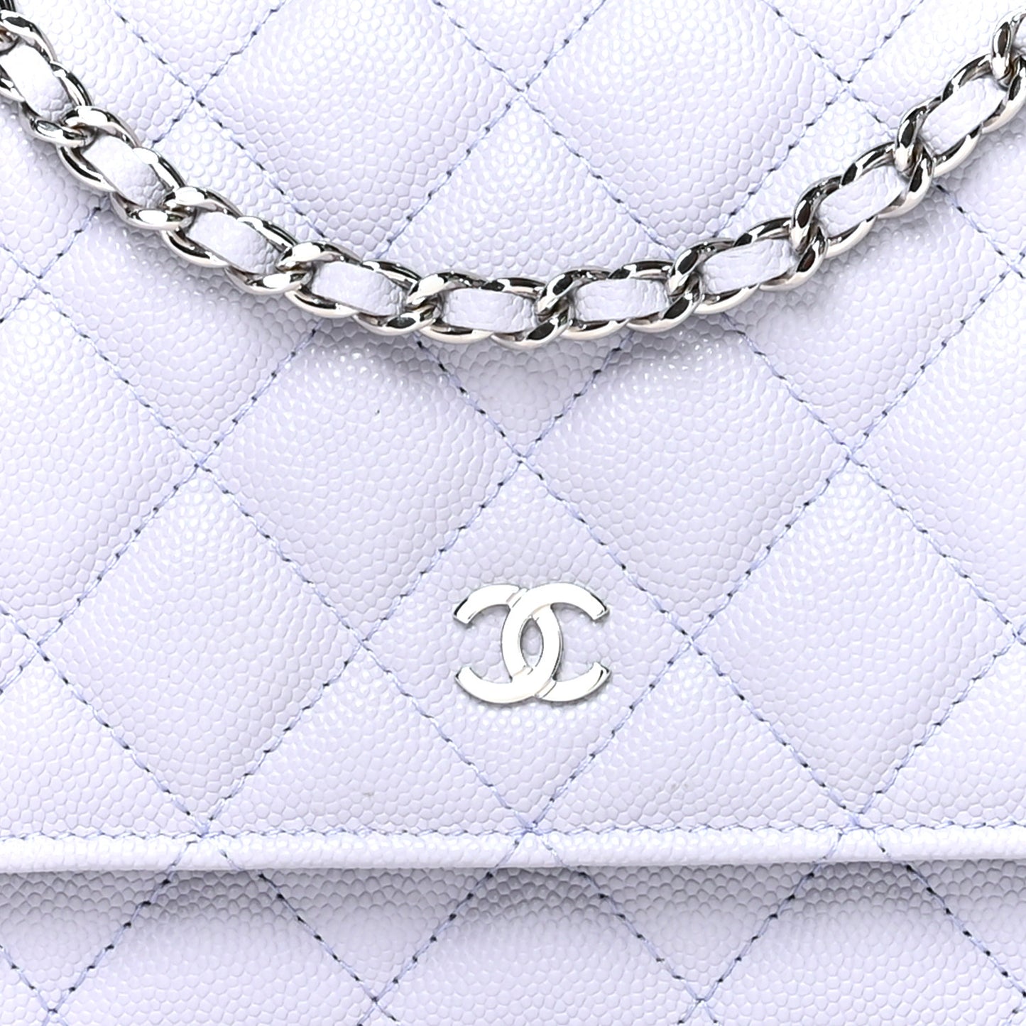 Caviar Quilted Wallet On Chain WOC Light Purple