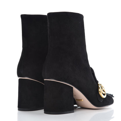 Gucci Kid Scamosciato GG Marmont Fringe 75mm Ankle Boots 38 Black 4 of 9
