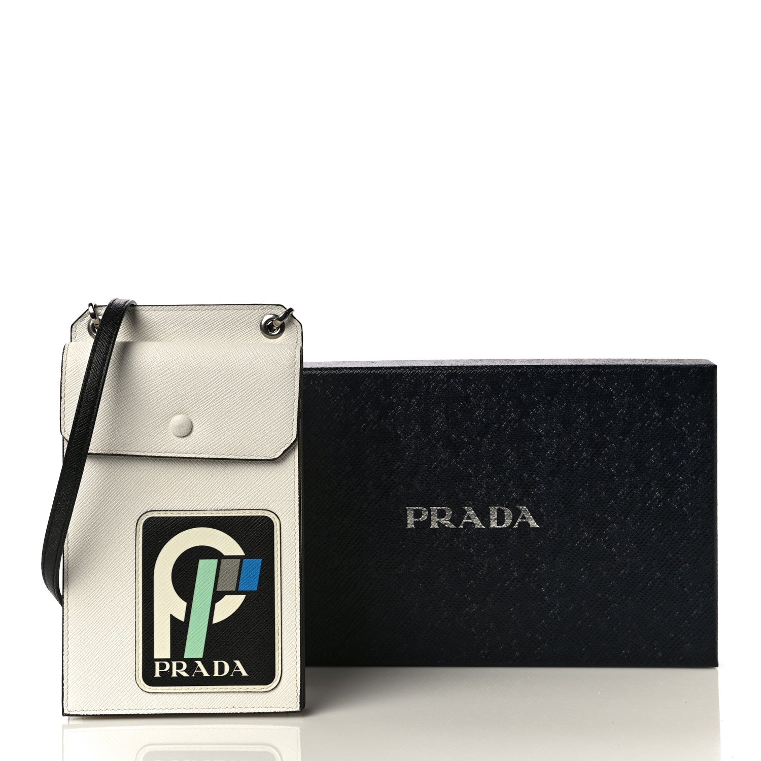 Prada Saffiano Racing Logo Patch Mini Bag White Black 12 of 12