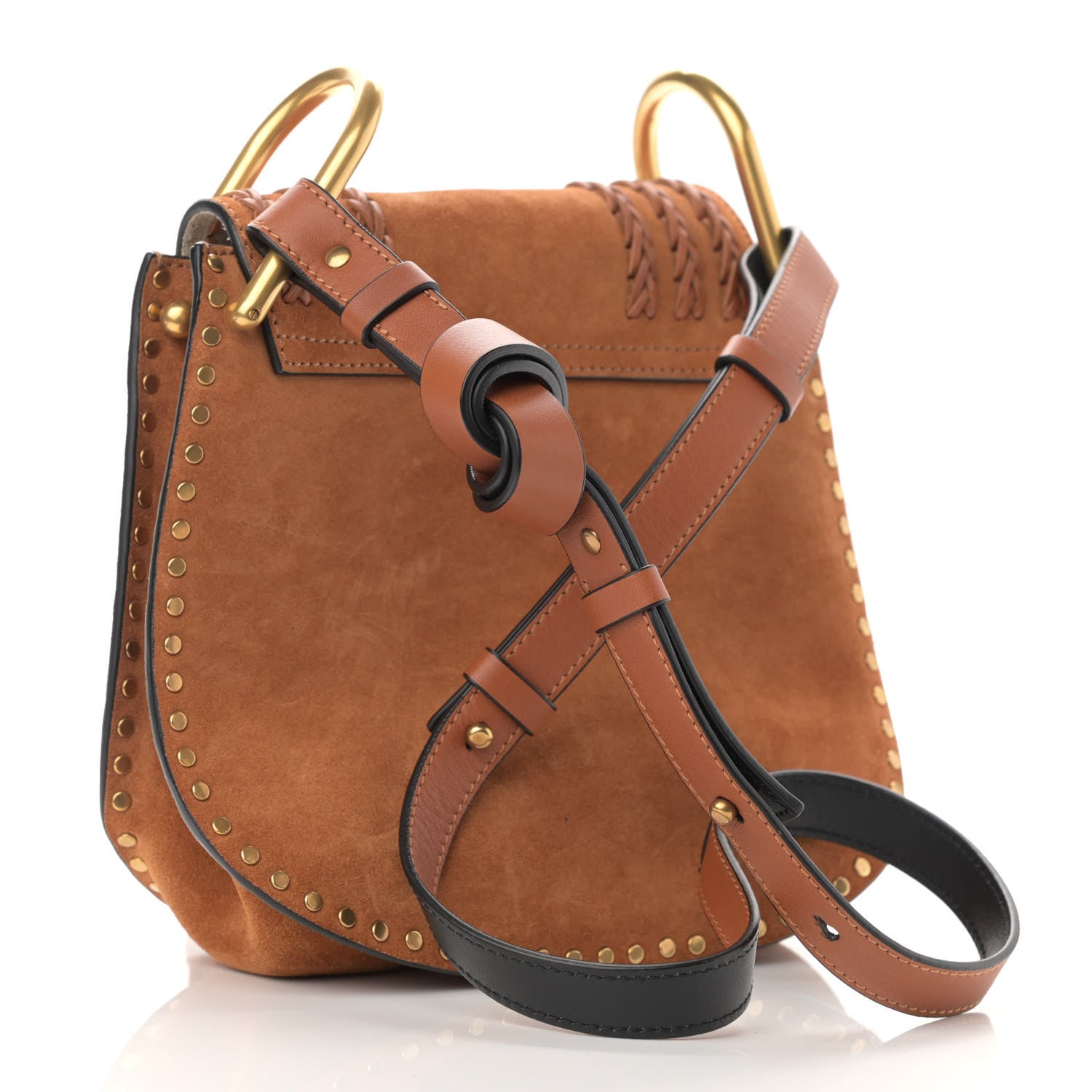Chloe Suede Calfskin Braided Mini Hudson Shoulder Bag Caramel 3 of 11