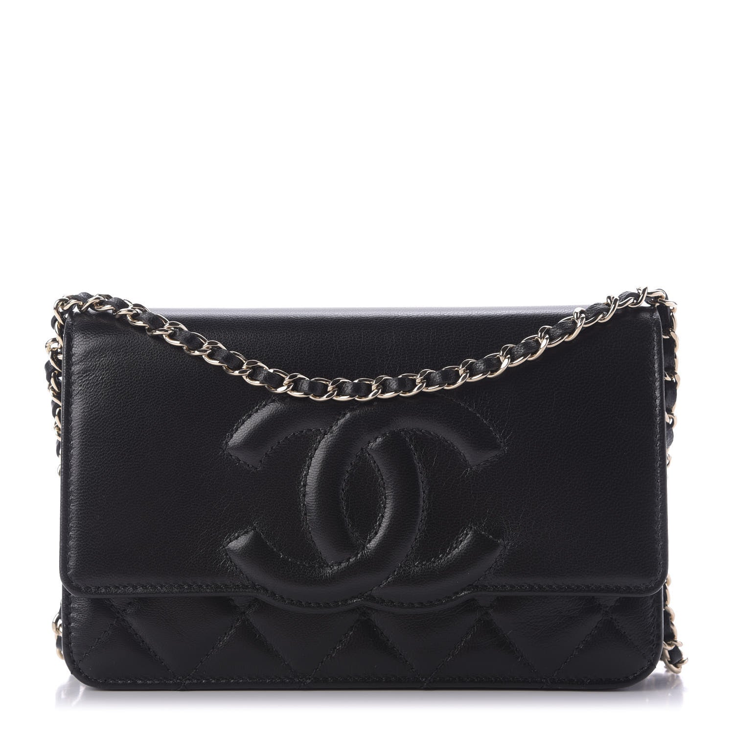 Chanel Goatskin Quilted Timeless CC Wallet On Chain WOC Black 1 of 9