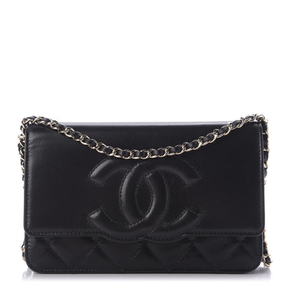 Chanel Goatskin Quilted Timeless CC Wallet On Chain WOC Black 1 of 9