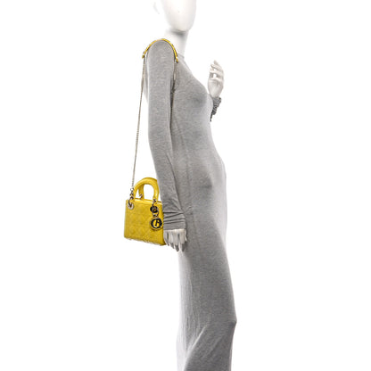 Christian Dior Patent Cannage Mini Lady Dior Yellow 2 of 11