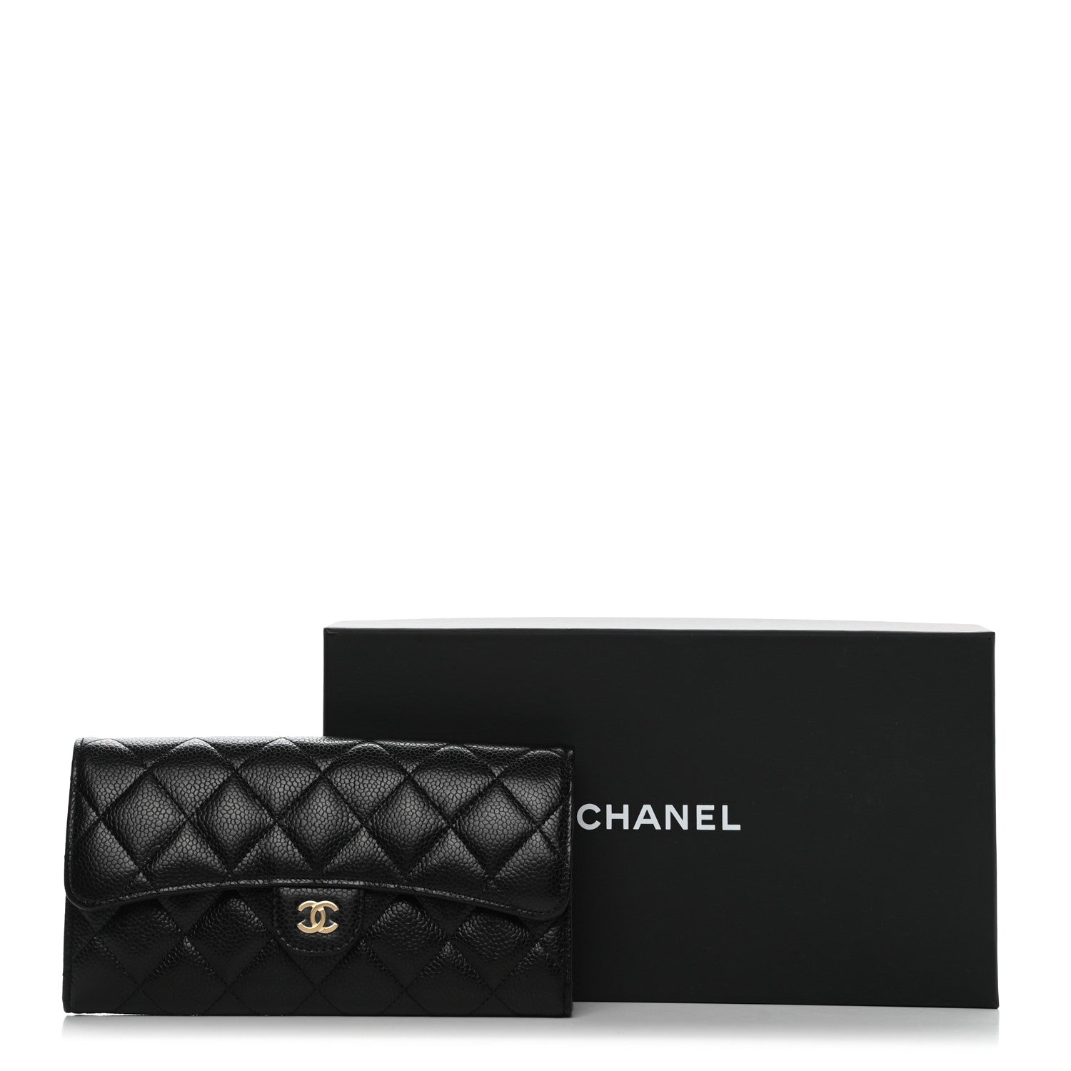 Chanel Caviar Quilted Large Gusset Flap Wallet Black 9 of 9