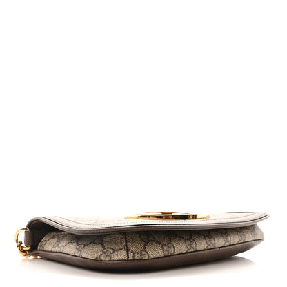 Gucci GG Supreme Monogram Textured Dollar Calfskin Blondie Chain Shoulder Flap Bag Beige Ebony New Acero 4 of 10