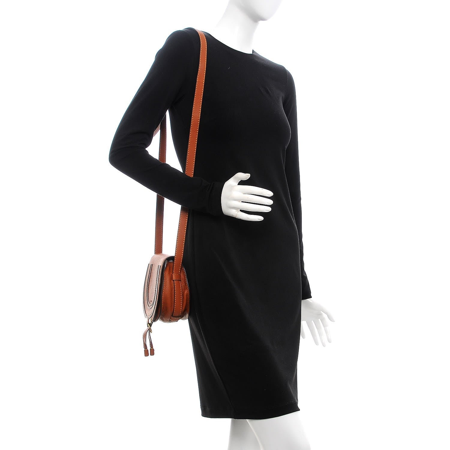 Chloe Calfskin Mini Marcie Round Crossbody Bag Tan 2 of 9