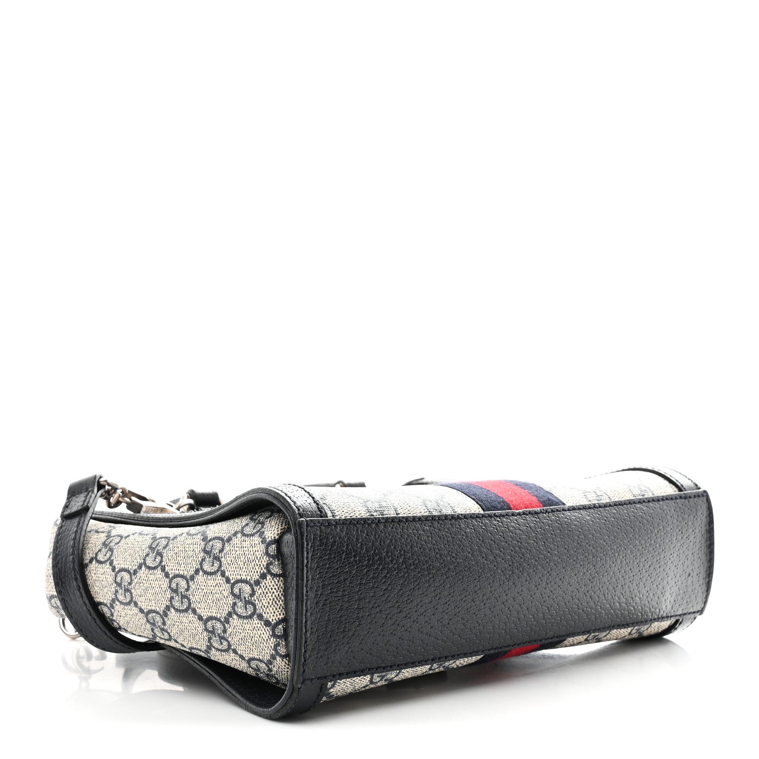 Gucci GG Supreme Monogram Textured Dollar Calfskin Web Small Ophidia Tote Bag Beige Blue 4 of 10