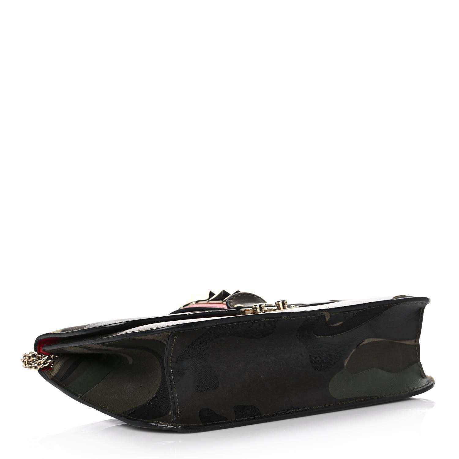 Valentino Garavani Nappa Canvas Camouflage Medium Glam Lock Rockstud Flap Verde 4 of 16