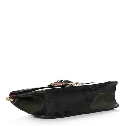 Valentino Garavani Nappa Canvas Camouflage Medium Glam Lock Rockstud Flap Verde 4 of 16