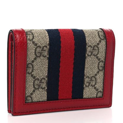 Gucci GG Supreme Monogram Web Queen Margaret Card Case Wallet Red 3 of 8