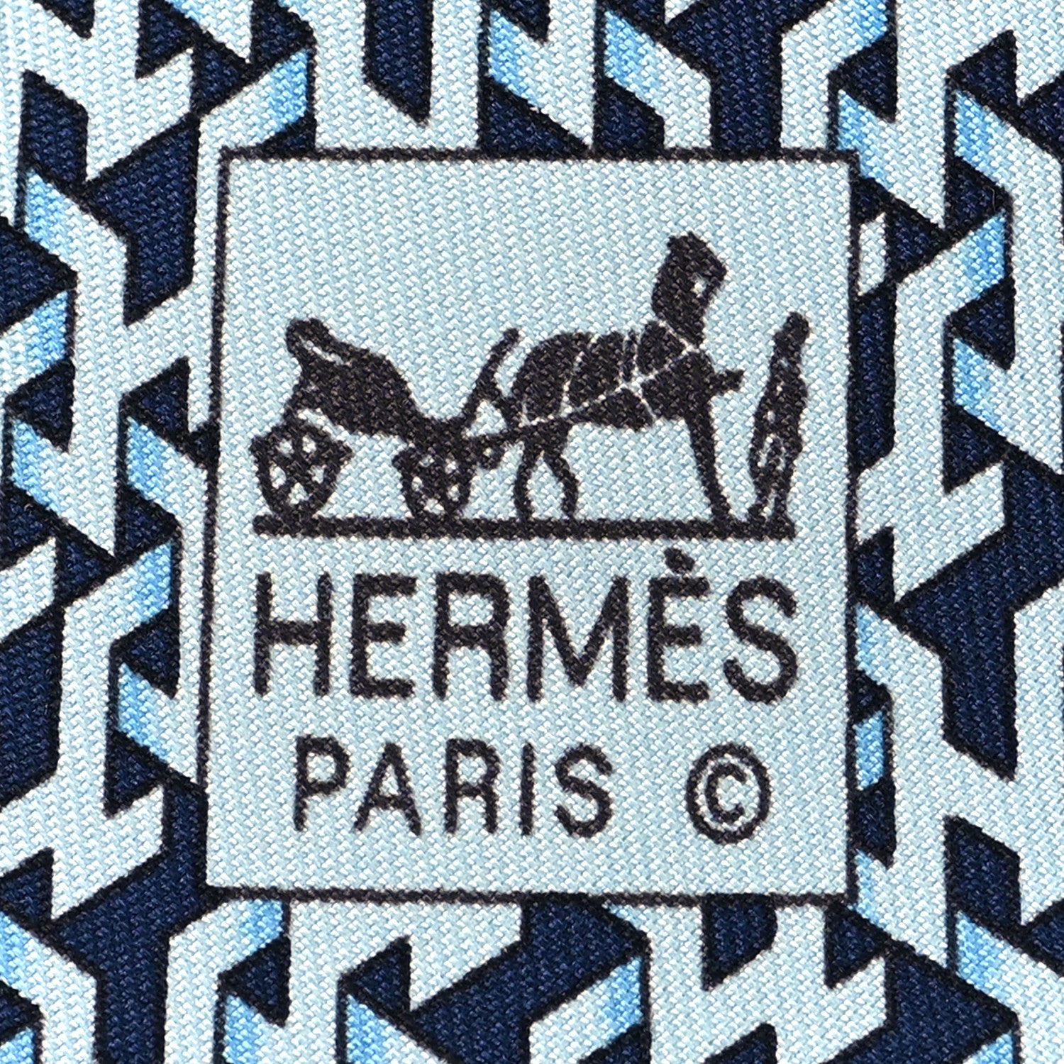 Hermes Silk Printed Mens Neck Tie Bleu 3 of 5