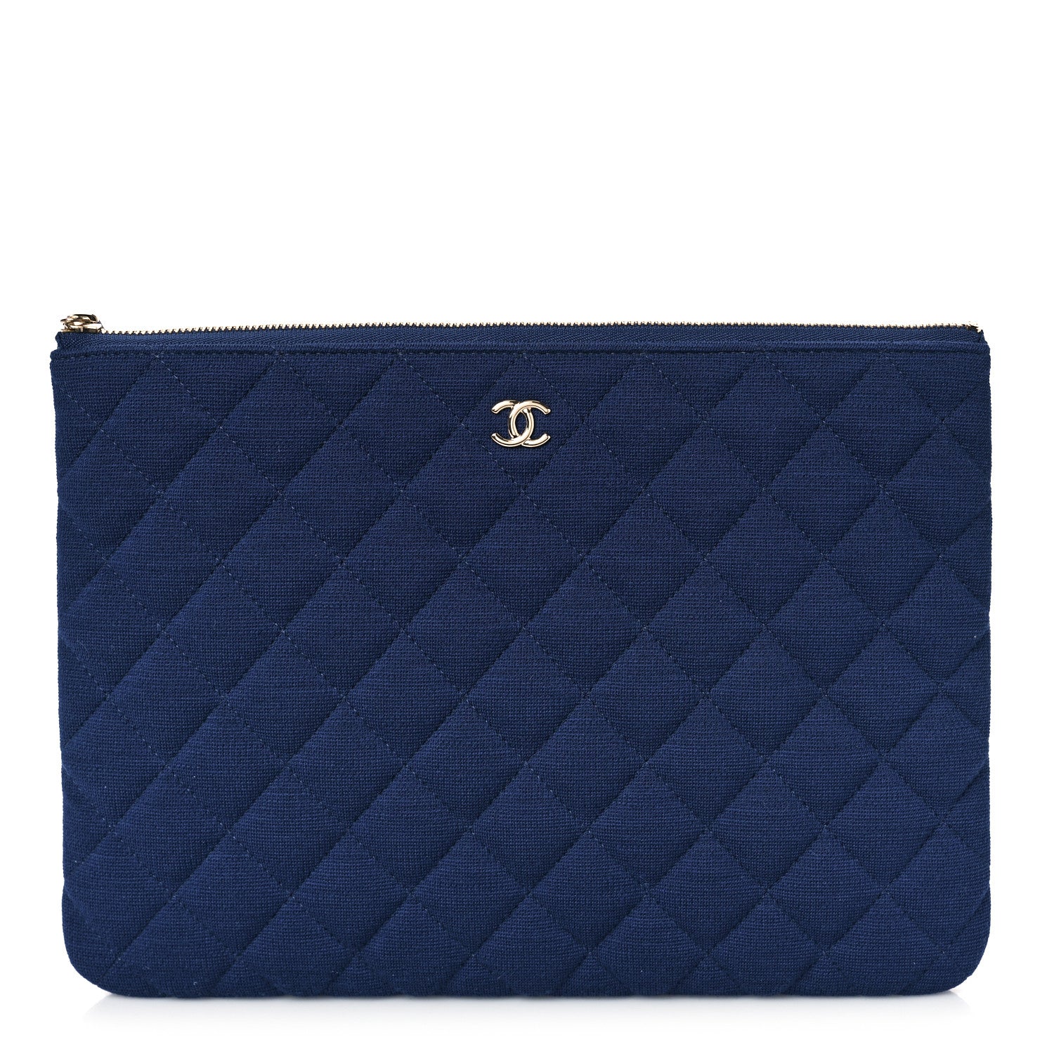 Chanel Jersey Quilted Medium Cosmetic Case Blue 1 of 9