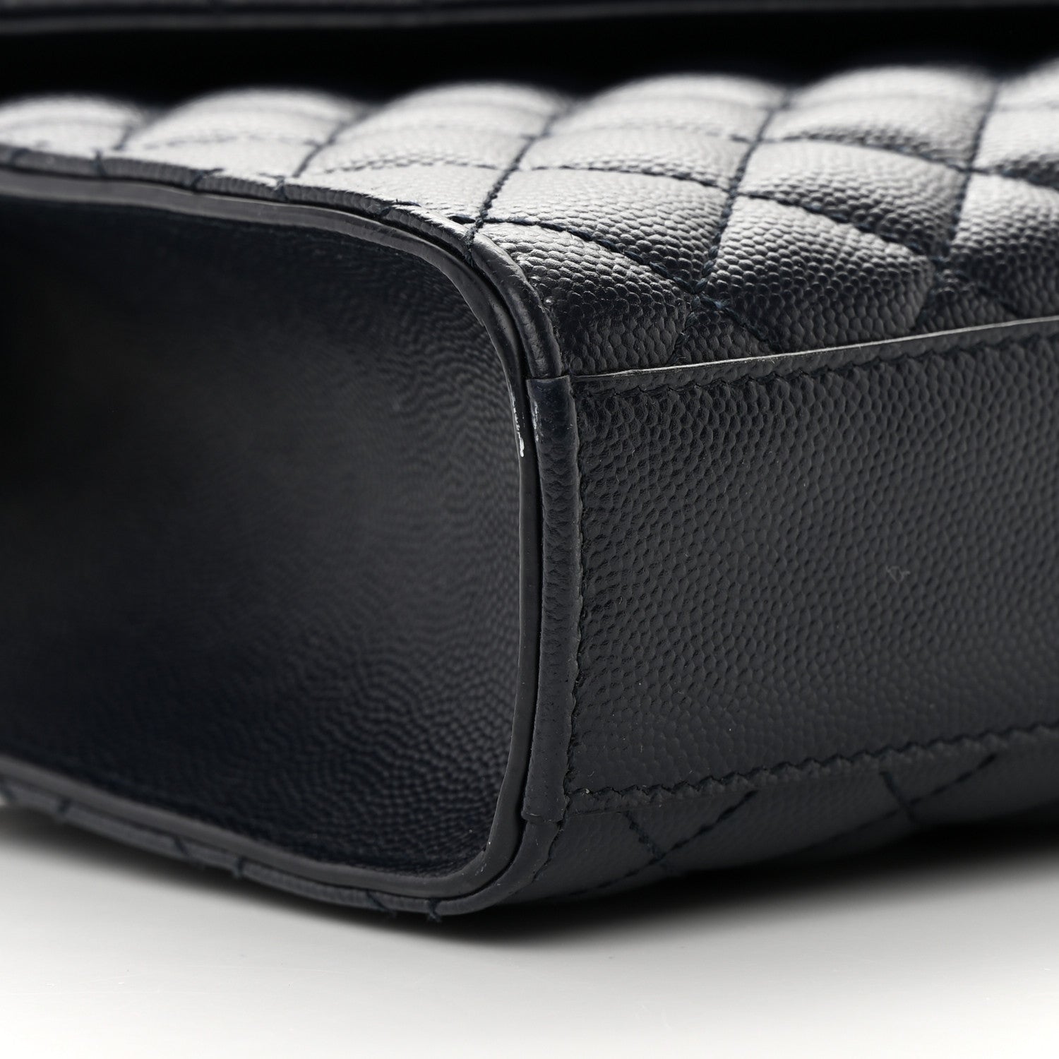 Saint Laurent Grain De Poudre Textured Mixed Matelasse Triquilt Medium Monogram Satchel Deep Marine 8 of 13