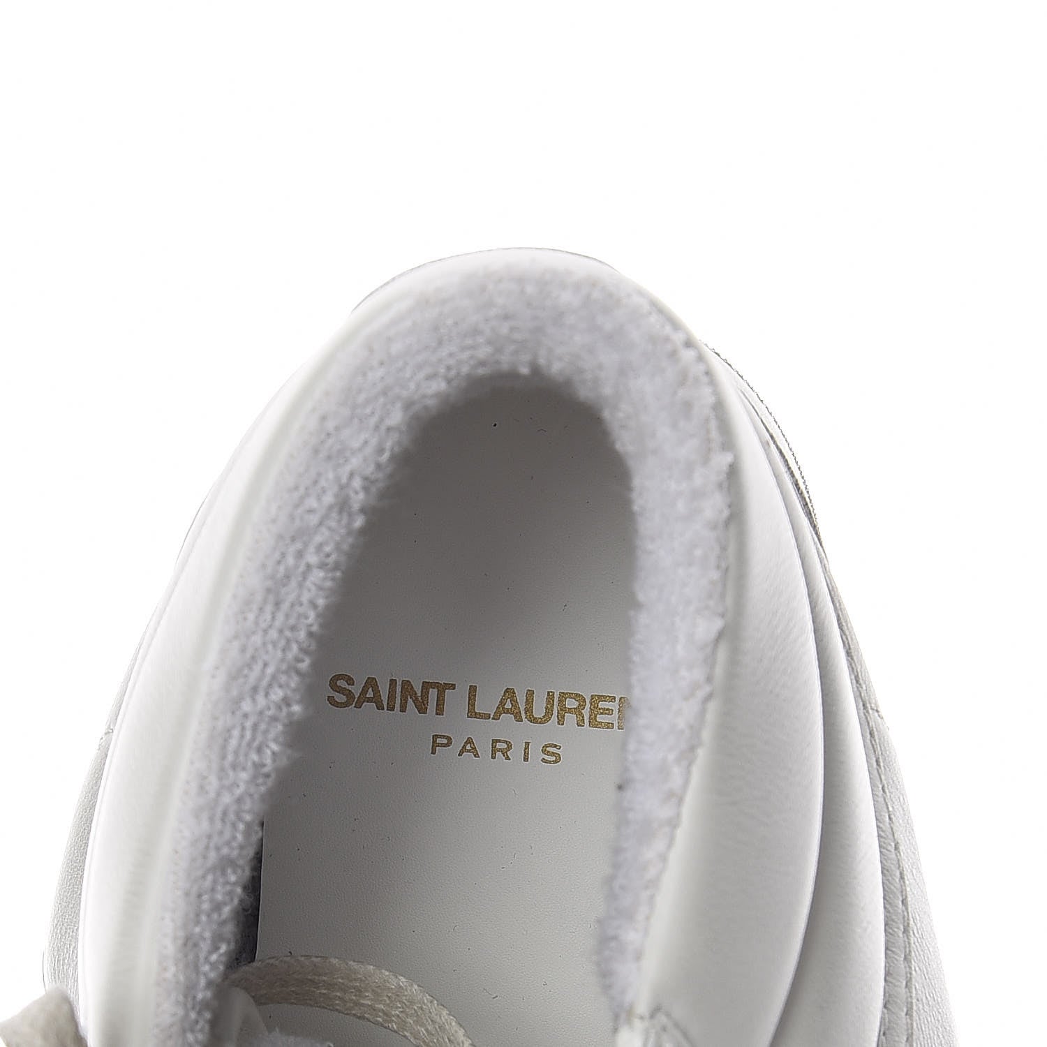 Saint Laurent Calfskin Distressed Lenny Logo-Print High Top Sneakers 38 Blanc Optique 9 of 14