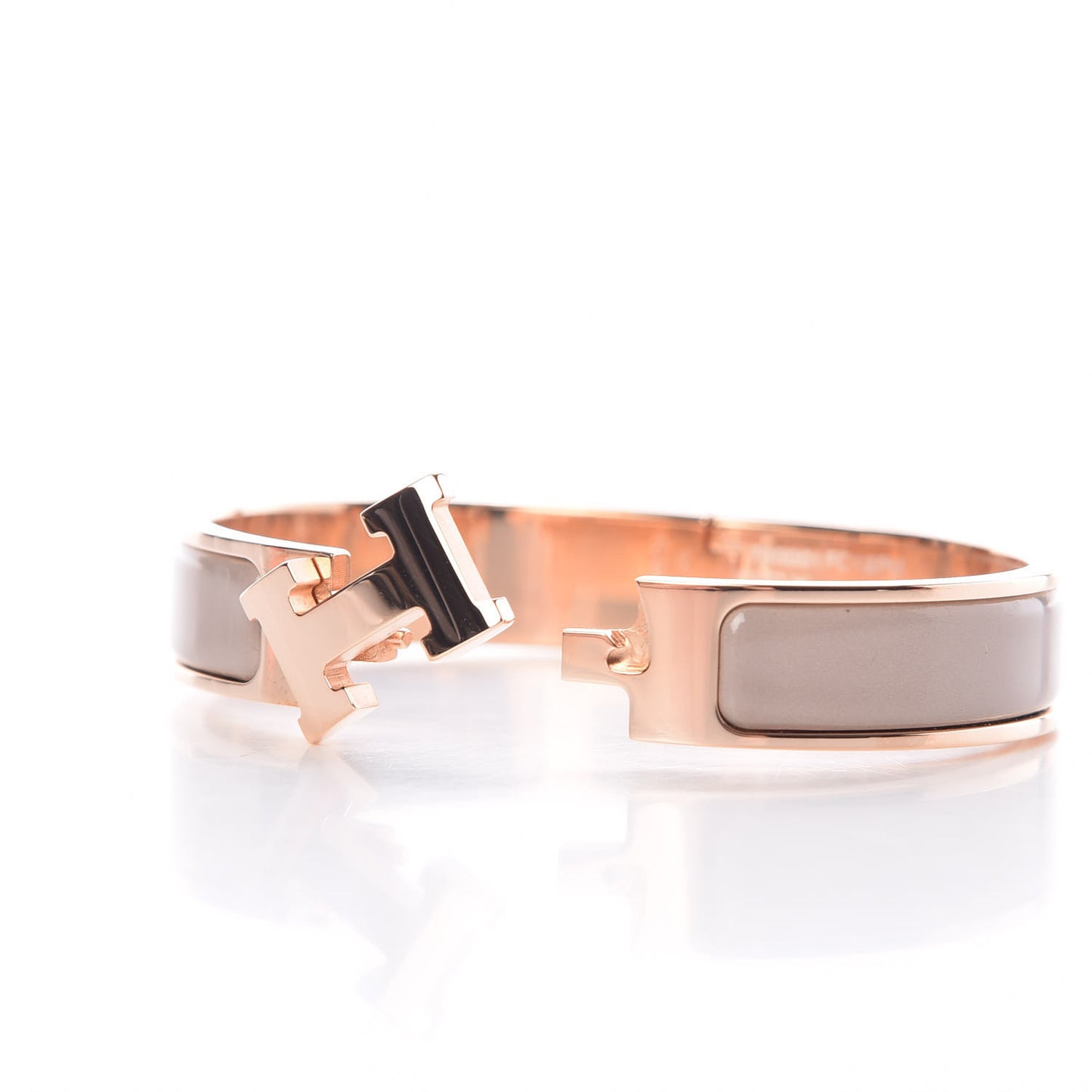 Enamel Clic Clac H Narrow Bracelet PM Marron Glace