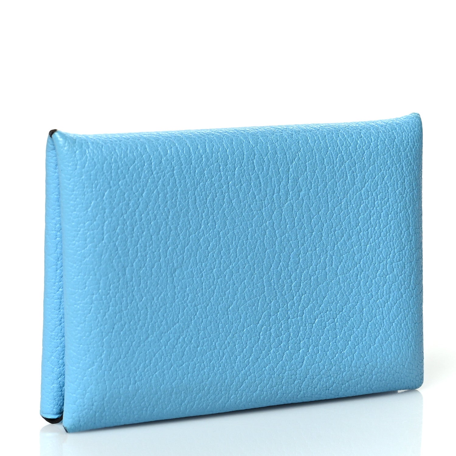 Hermes Chevre Mysore Verso Calvi Card Case Celeste Kraft 3 of 8