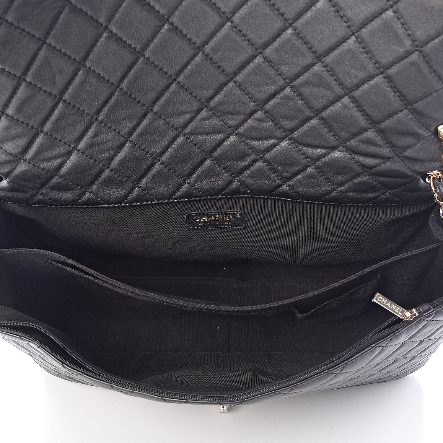 Chanel Metallized Calfskin Quilted XXL Travel Flap Bag Black 5 of 11