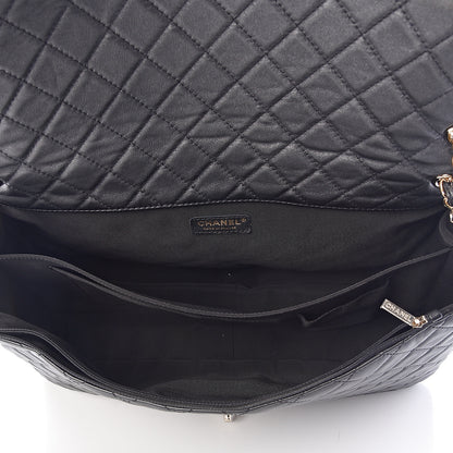 Chanel Metallized Calfskin Quilted XXL Travel Flap Bag Black 5 of 11