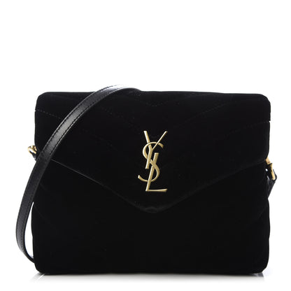 Saint Laurent Velvet Y Quilted Monogram Toy Loulou Chain Satchel French Black 1 of 9