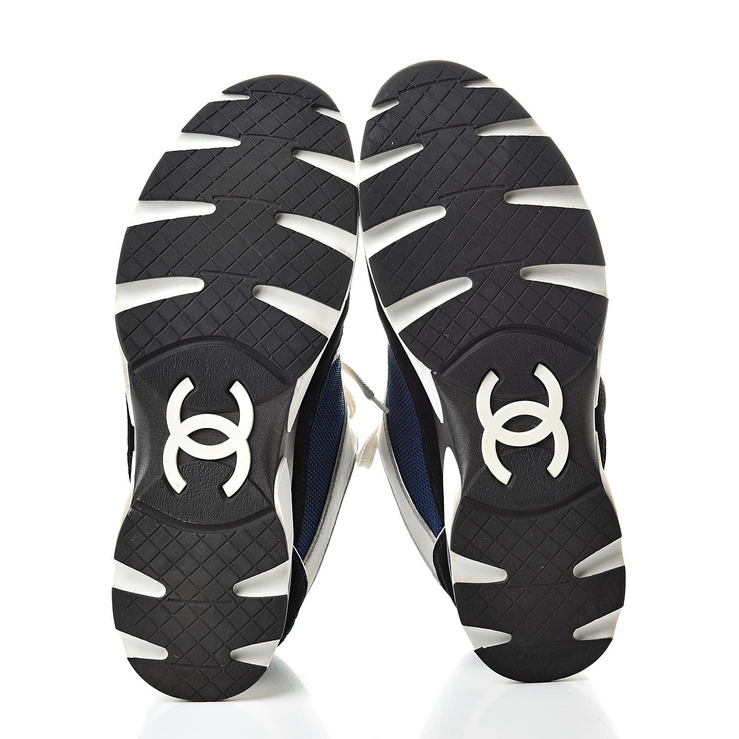 Chanel Suede Calfskin CC Sneakers 40 Blue Black 7 of 14