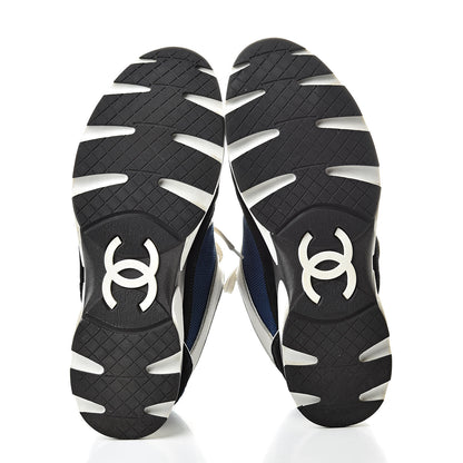 Chanel Suede Calfskin CC Sneakers 40 Blue Black 7 of 14
