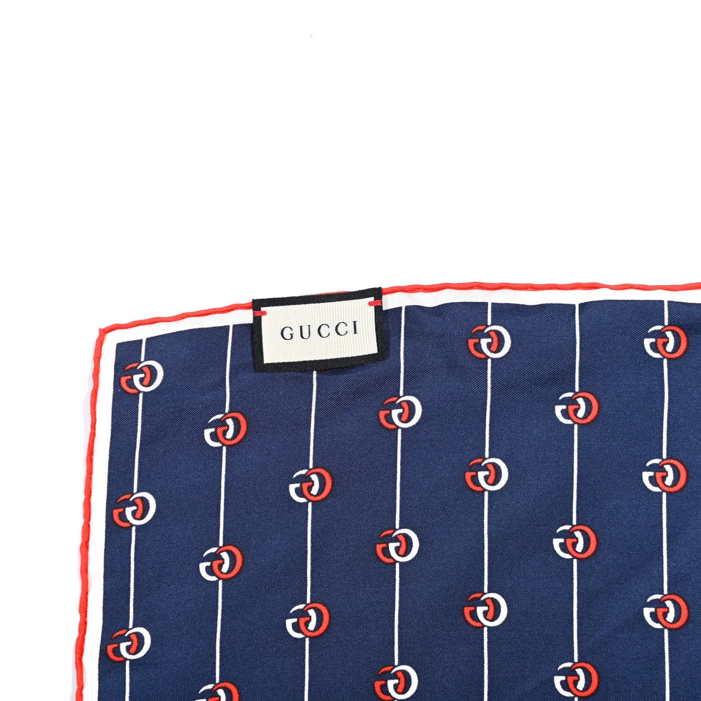 Silk GG Print Scarf Blue Red White
