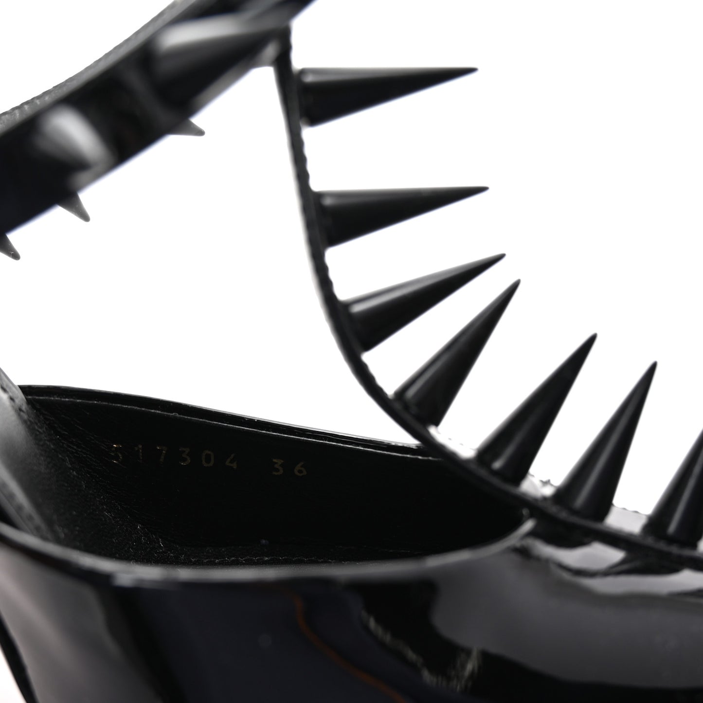 Glossy Calfskin Spiked Pumps 36 Black