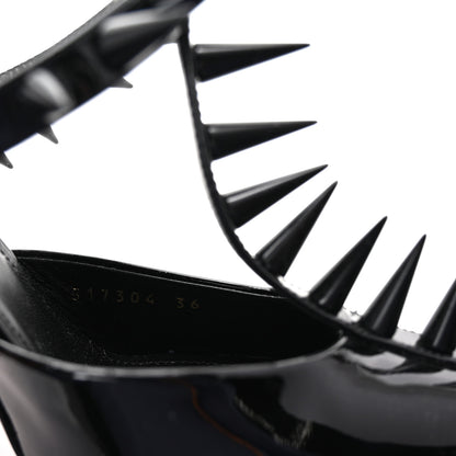 Balenciaga Glossy Calfskin Spiked Pumps 36 Black 9 of 10