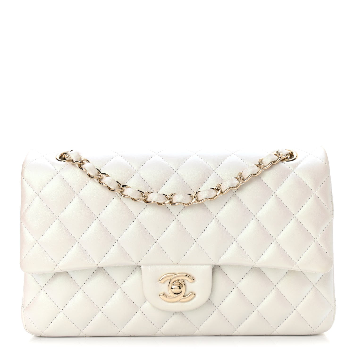 Chanel Iridescent Calfskin Quilted Medium Double Flap White 1 of 11