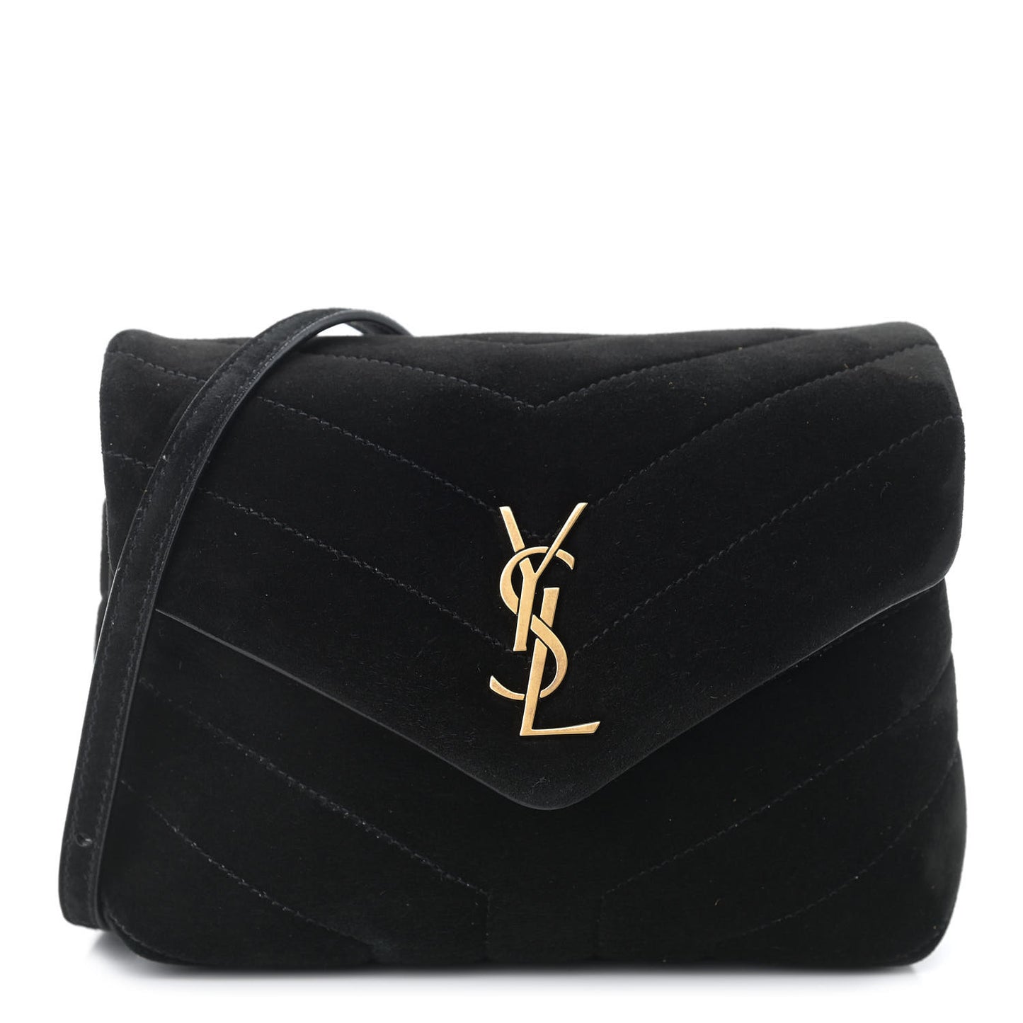 Suede Y Quilted Monogram Toy Loulou Crossbody Bag Black