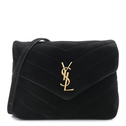 Saint Laurent Suede Y Quilted Monogram Toy Loulou Crossbody Bag Black 1 of 12