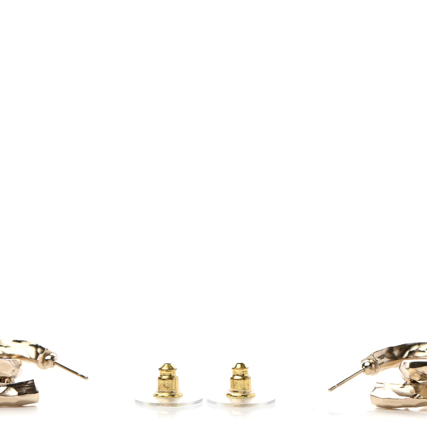 Crystal Round CC Drop Earrings Gold