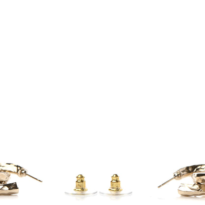 Chanel Crystal Round CC Drop Earrings Gold 3 of 4