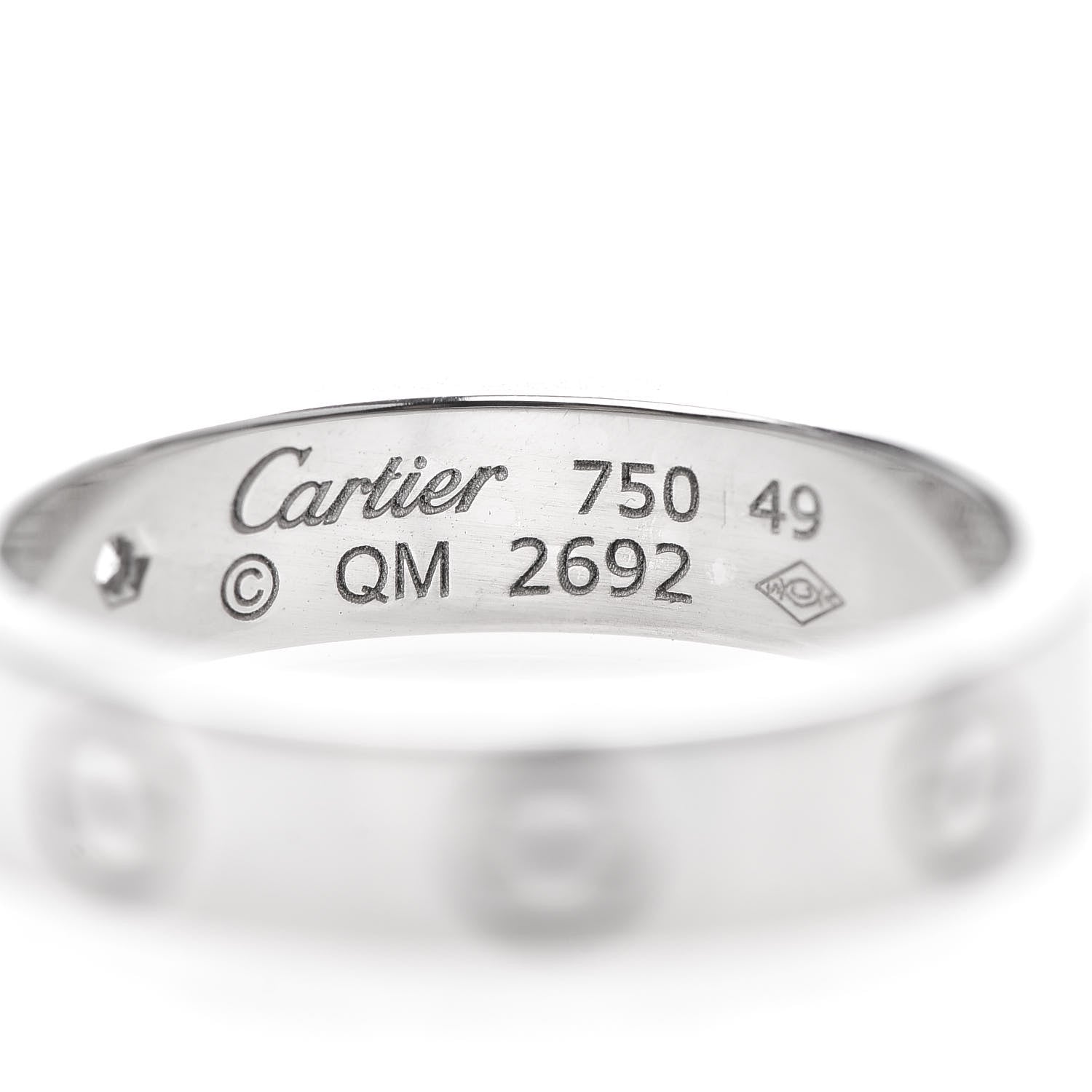Cartier 18K White Gold Diamond 4mm LOVE Wedding Band Ring 49 4.75 4 of 4