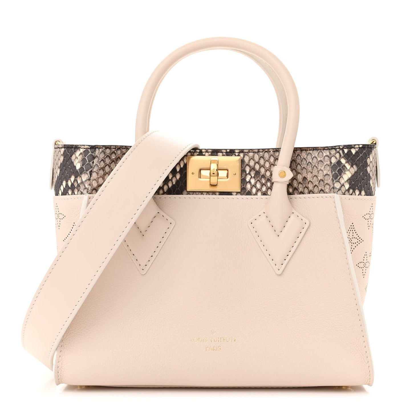 Calfskin Karung Snakeskin Mahina On My Side PM Quartz White